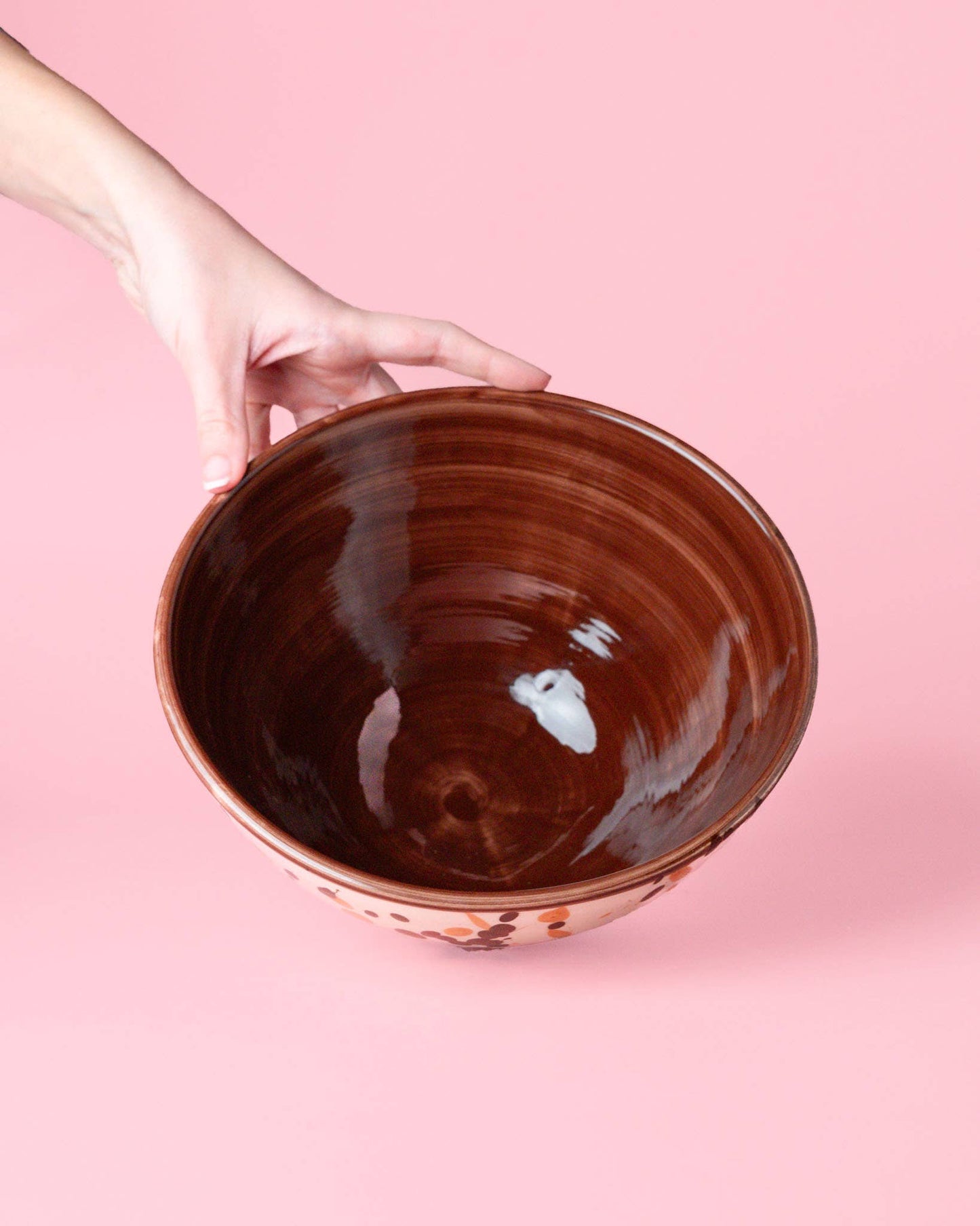 Terracotta Splatter Ceramic Salad Bowl