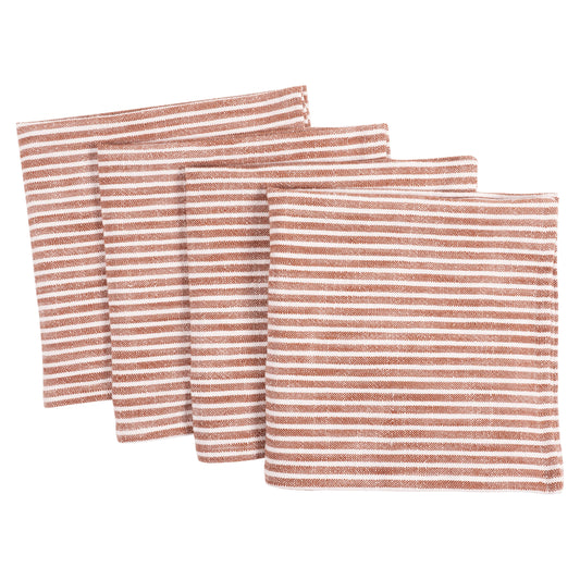 Textured & Striped Cotton Dinner Napkins - Set of 4