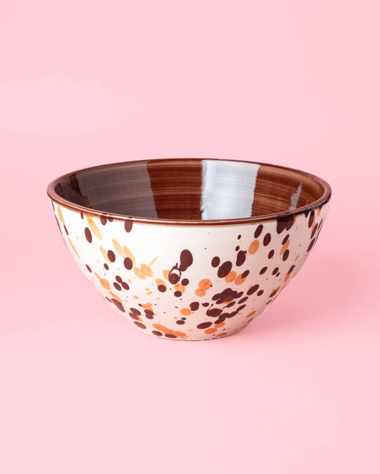 Terracotta Splatter Ceramic Salad Bowl