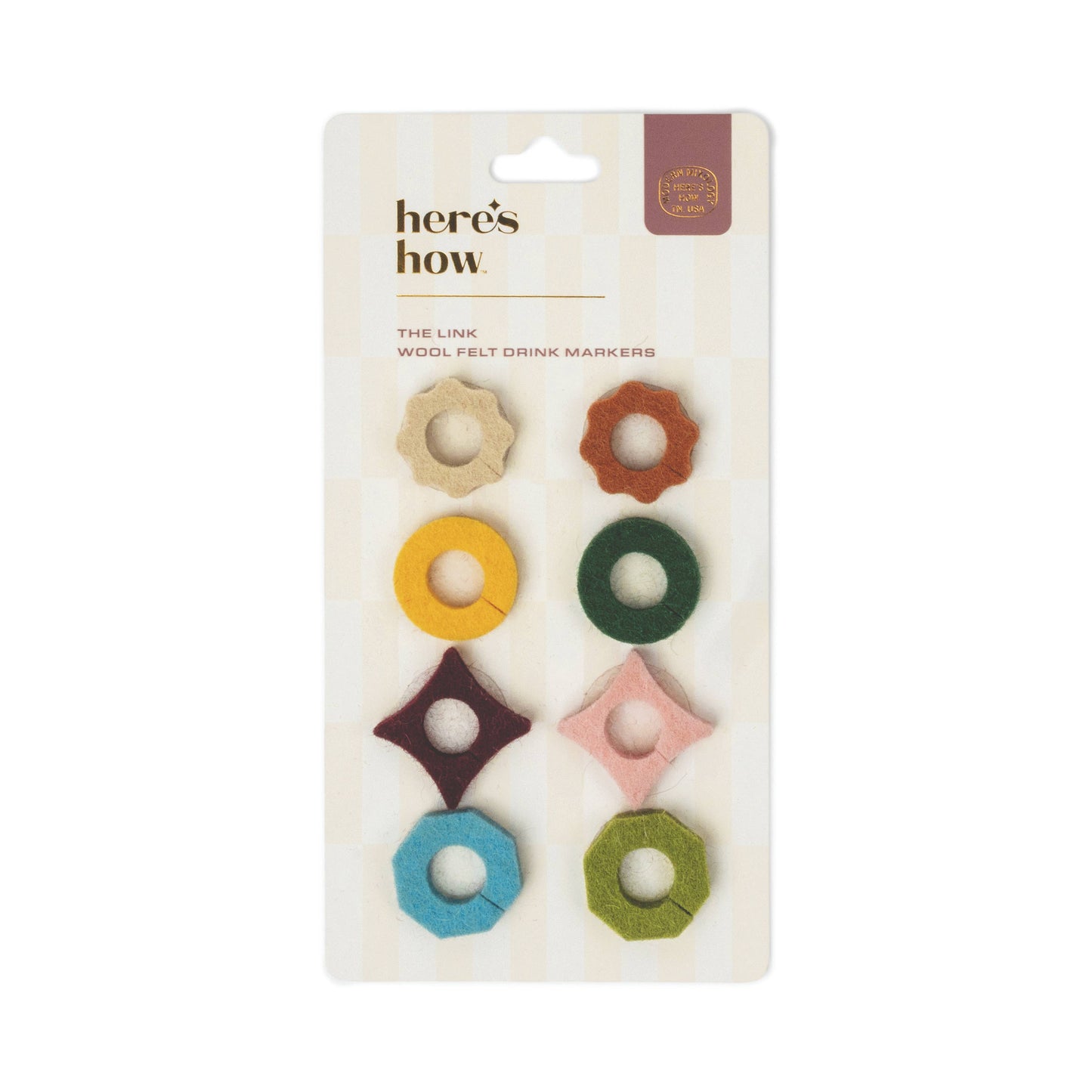 The Link Set Of 8 Felt Drink Tags - Neutral