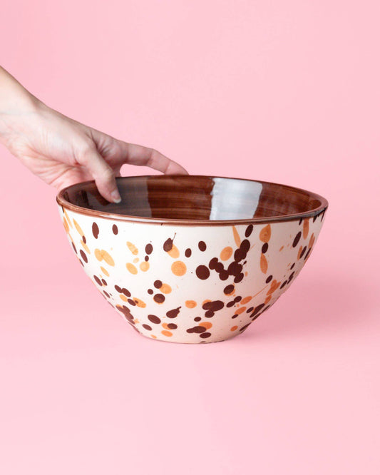 Terracotta Splatter Ceramic Salad Bowl