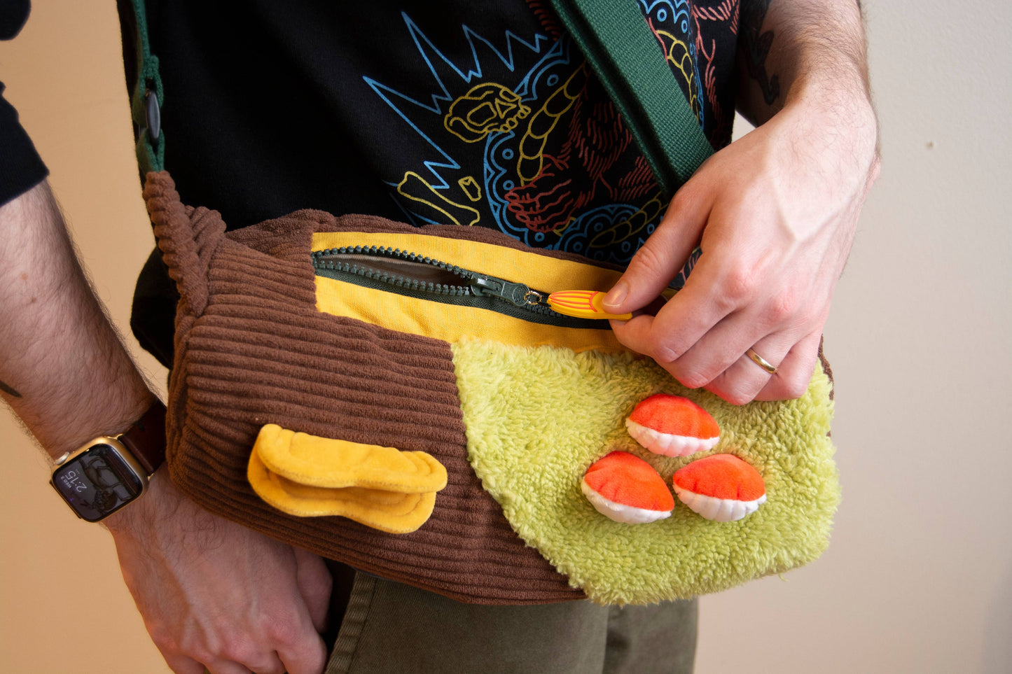 Corduroy Log Mushroom Bag