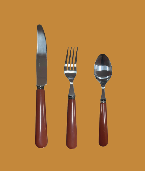 Terracotta Handle Stainless-Steel Cutlery _ Set x4
