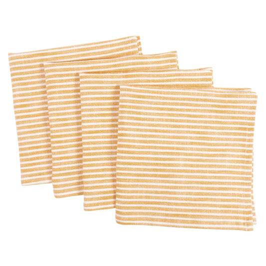 Textured & Striped Cotton Dinner Napkins - Set of 4